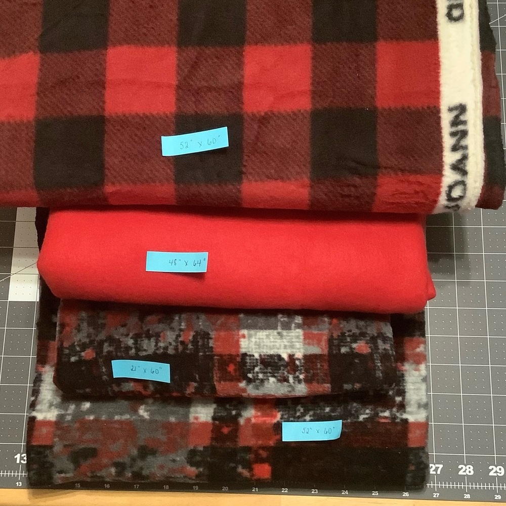 A Lot of Fleece Red Black Gray Buffalo Check Fabric NWOT